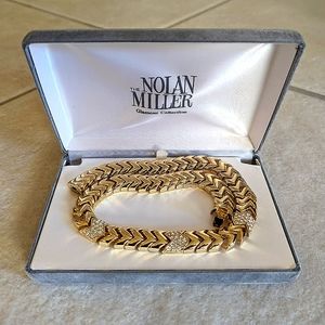 Nolan Miller Gold Tone and Rhinestone Vintage Choker Necklace